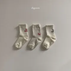 digreen キッズ 靴下 future socks (3set) 男の子 女の子 幼児 おしゃれ シンプル ハイソックス 兄弟 お揃い 春 秋 夏 冬 子供服 お出かけ 韓国子供服 ブランドのサムネイル