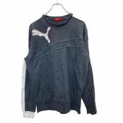 PUMA ロゴスウェット トレーナー Mサイズ プーマ 刺繍 ブラック ホワイト 古着卸 アメリカ仕入 t2406-3326