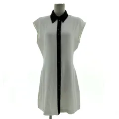 ザラ ZARA ワンピース シャツワンピース フレンチスリーブ ミディ丈 配色 ホワイト 白 ブラック 黒 S