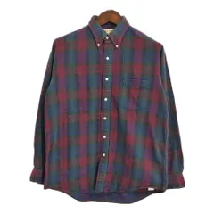 90年代 USA製 L.L.Bean エルエルビーン ボタンダウン フランネル 長袖シャツ アウトドア ワインレッド (メンズ M) 中古 古着 R4301