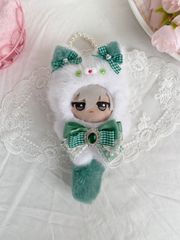 ぬい服 ちびぐるみ 10~12cm コラージュ猫 着せ替え服 グリーンパールキャット  着せ替え ぬいぐるみ服 ちびぐるみ にじぱぺっと いつぬい きぐるみ あんスタ  推しぬい 綿人形