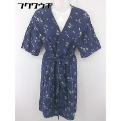 ◇ ◎ Simplicite シンプリシテェ 刺繍 花柄 半袖 膝下丈 ワンピース ネイビー マルチ レディース  【中古】 【1112080005185】のサムネイル