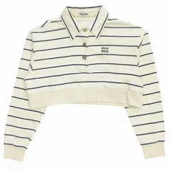 MIU MIUミュウミュウ40 サイズグレー ポロシャツ風 Vネック 長袖 Miu Miu レイヤード ポロシャツ | グレー | FARFETCH JP