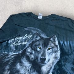 US古着 Royal Gorde Bridge Colorado ロイヤル ゴージ ブリッジ コロラド 狼 ウルフ Tシャツ L ダークグレー