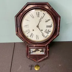 〈完動・美品〉地球印時計　装飾丸尾長ゼンマイ振り子時計 ボンボン時計　古時計 完動・美品〉ローヤル時計 丸尾長ゼンマイ振り子時計