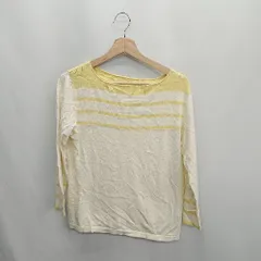 ◇ ⊇Φ ADAM ET ROPE' アダムエロペ コットン100％ 長袖 カットソー サイズ38 アイボリー系 レディース E  【1410290030189】