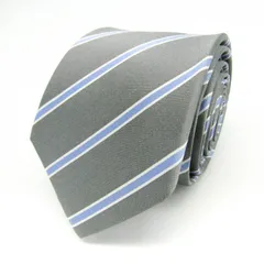 レミュー ブランドネクタイ ストライプ柄 シルク メンズ ライトグレー LES MUES  【中古】