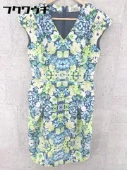 ◇ FLICKA フリッカ 花柄 バックジップ フレンチスリーブ 膝丈 ワンピース サイズ0 ネイビー マルチ レディース  【1002800402847】のサムネイル