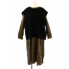 リアン LIEN petit main ケーブルニットベスト×花柄ワンピースセット 長袖 ロング プルオーバー F 黒 チャコール /NR ■OS