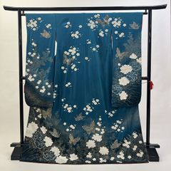中振袖 振袖 正絹 中古品 緑 緑色 2S866 HZYA001