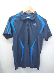 ◇ ⊂ adidas アディダス ロゴ 半袖 ポロシャツ サイズL ネイビー ブルー メンズ E  【1411070012135】