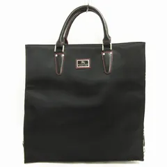 バーバリーブラックレーベル BURBERRY BLACK LABEL トートバッグ チェック レザーハンドル 黒 ブラック ■GY35のサムネイル