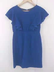 ◇ Ray BEAMS レイビームス フリル 半袖 ミニ ワンピース サイズ1 ブルー レディース P  【1302210003826】