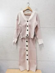 ROYAL PARTY ロイヤルパーティー セットアップ リブニットカーディガン 長袖 タイトスカートミモレ丈 ピンク系 Fサイズ