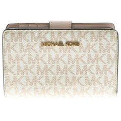 MICHAEL KORS (マイケルコース) ジェットセット トラベル ビルフォールド ジップ コンパクトウォレット 2つ折り財布 ピンク/ホワイト レディース 35F2GTVF6V