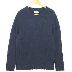 ハリウッドランチマーケット HOLLYWOOD RANCH MARKET H.R.MARKET Hロゴ ニット 厚手 セーター ウール 4 ネイビー 2sa5981のサムネイル