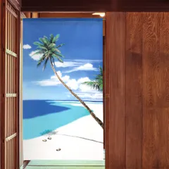 ■SIMON BAKER■のれん「砂浜とココナツ」85x150cm ×5枚セット【日本製】のれん 暖簾 家紋 間仕切り ジブリ トトロ 千と千尋 風景 景色 SNOOPY スヌーピー ディズニー目隠し【匿名配送らくらくメルカリ便全国送料無料】