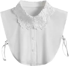 RED RAY レッドレイ 付け襟 レディース つけ襟 重ね着 レイヤード シャツ レース おしゃれ 可爱い フリル ハイネック 角襟 付け衿(ホワイト)