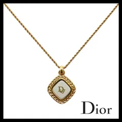 【Dior】ロゴ プレート ネックレス ゴールド/金カラー リーフ ひし形 シルバーカラー ペンダント ヴィンテージ Christian Dior/クリスチャンディオール (MM-560)