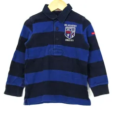 ミキハウス ポロシャツ トップス 長袖 ボーダー柄 ラガーシャツ キッズ 男の子用 110サイズ 青×紺 MIKIHOUSE 【中古】