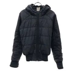 アディダス ロゴ刺繍 フード付き 中綿ジャケット L ブラック adidas ジップブルゾン レディース