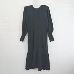 ◇ SENSE OF PLACE URBAN RESEARCH リブニット 長袖 膝下丈 ワンピース サイズONE ブラック レディース E  【1304050004247】