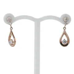 Canal4℃ カナルヨンドシー K10PG ピンクゴールド ピアス キュービックジルコニア 一粒 雫 ドロップ 現行【新品仕上済】【af】【中古】