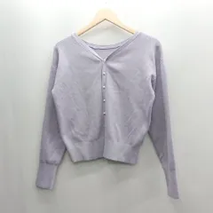 ◇ ⊇ ROPE PICNIC ロペピクニック パール 長袖 ニットカーディガン サイズ38 パープル レディース E  【1501230007245】