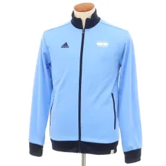【中古】【未使用】アディダス adidas ポリエステル ジップアップ トラックジャケット ジャージ ライトブルーxネイビー【サイズM】【メンズ】