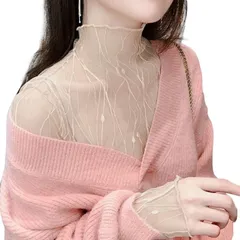 レースボトミングシャツ 全3色 インナーメッシュ レディース タートルネック