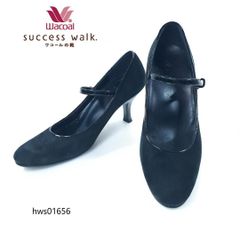 Wacoal success walk メリージェーン パンプス スエード 24cm ワコール サクセスウォーク ブラック hws01656
