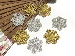 and.A ワッペン アイロン 刺繍 雪 8枚セット ミニサイズ スノーフレイク モチーフ アップリケ ハンドメイド B・ゴールド＆シルバーmix( B・ゴールド＆シルバーmix)