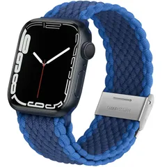 Anlinser アップルウォッチ バンド コンパチブル Apple Watch バンド 41mm 40mm 38mm、調整可能なバックルを備えた弾性スポーツバンド Apple Watch SEシリーズ9 8 7 6 5 4 3に対応、青