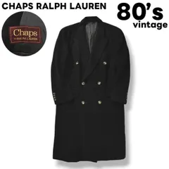 80s ヴィンテージ チャップス ラルフローレン CHAPS RALPH LAUREN ダブル メルトン ウール チェスター コート ピークドラペル 総裏地 92A4 L相当 ブラック メンズ
