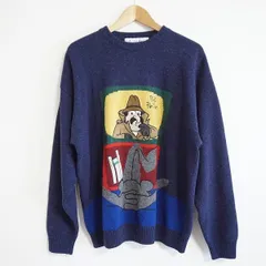 #wnc カステルバジャック Castelbajac ニット・セーター 52 紺 マルチ ピンクパンサー イタリア製 メンズ [898944]のサムネイル