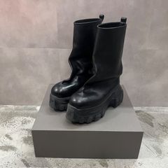 参考上代289300円 国内正規 Rick Owens Knee High Oblique Mega Tractor Boot  フレア メガトラクター ブーツ RU02D6864LOO リックオウエンス 41 93705A1