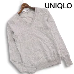 UNIQLO ユニクロ 秋冬 高級 カシミヤ100％★ Vネック ニット セーター Sz.M レディース 灰 グレー