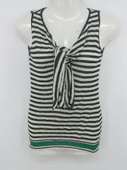 ◇ GALLARDAGALANTE ボーダー ノースリーブ ニット セーター サイズF オフホワイト ブラック レディース P  【1301090012874】