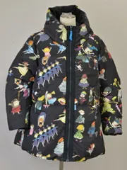 アルベロベロ ALBEROBELLO ぶたさん リバーシブル ダウンコート/ジャケット ブラック×マルチカラー レディース j_p F-L7884