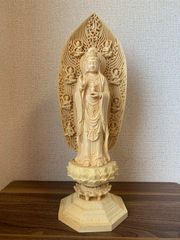 セール・新品】 薬師如来座像 柘植 総高さ約29㎝ 六角台座付 薬師如来