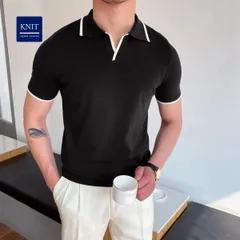 ポロシャツ メンズ サマーニット 半袖 ニットポロ トップス カジュアル POLO 半袖ニット無地 薄手 ポロ Tシャツ キレイめ レイヤード 夏 夏服 ファッション shangch04