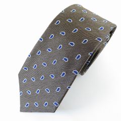 #ae メーカーズシャツカマクラ Maker's Shirt 鎌倉 ネクタイ 茶系 青系 総柄 シルク タグ付き 美品 イタリア製 メンズ 945950 k01