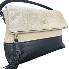 ケイトスペード kate spade NEW YORK レザー ワンショルダーバッグ バイカラー フリンジ 肩掛け ショルダーバッグ ブラック オフホワイト
