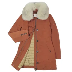 美品 ピューテリー PEUTEREY フォックスファー付き ダウン コート ジャケット ステンカラー ブルゾン アウター METROPOLITAN GB FUR PED2275 サイズ42 L レンガ色 レディース YBA11のサムネイル