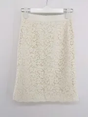 ◇ LAISSE PASSE レッセパッセ レース 膝丈 タイト スカート サイズ 36 ホワイト レディース P  【1301110000256】