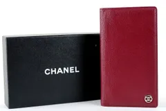 【新品同様・未使用】CHANEL シャネル 二つ折り長財布 ココマーク レザー ボルドー系 ブランドウォレット【JV23】