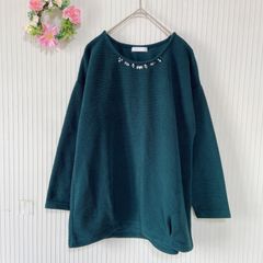 51-32 ー大特価ー 美品★ 【ドレスキップ】 DRESKIP レディース トップス ニット セーター (М) ビジュー ドレープ 深緑 グリーン 長袖