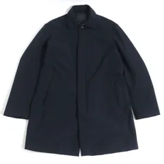 美品□2018年製　黒タグ　エンポリオアルマーニ　ロゴボタン　中綿入り　撥水加工　ロング丈　ステンカラーコート　ネイビー　50　正規品のサムネイル