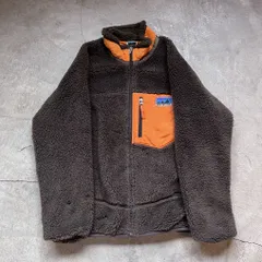 Patagonia パタゴニア 旧タグ Retro-X レトロX フリースジャケット ジップアップ キッズLサイズ 無地 ブラウン オレンジ アウトドア
