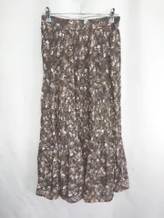 ◇ Θ naturalcouture 花柄 ウエストゴム ロング丈 ギャザー スカート サイズ表記なし ブラウン系 レディース E  【1409100056976】